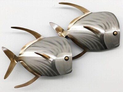 LOOKDOWN FISH PAIR FACE RIGHT METAL WALL SCULPTURE