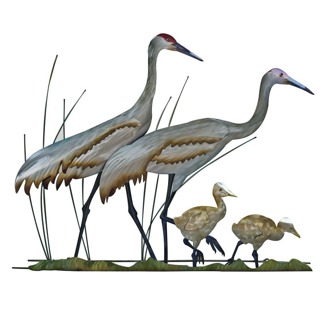 SANDHILL CRANES FAMILY METAL WALL SCULPTURE MM174