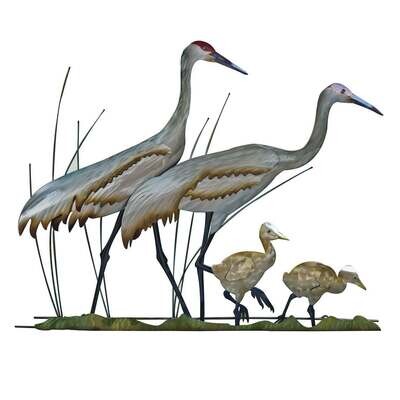 SANDHILL CRANES FAMILY METAL WALL SCULPTURE MM174