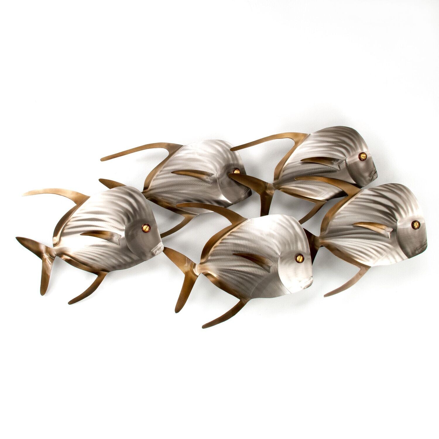 LOOK DOWN SCHOOL OF 5 FISH METAL WALL SCULPTURE MM147R