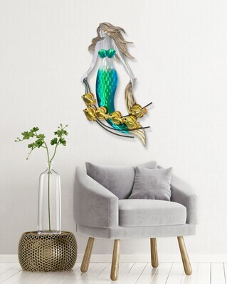 MERMAID WITH FRIENDS VERTICAL METAL WALL SCULPTURE