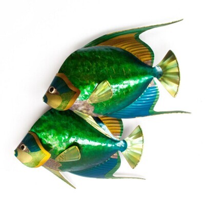 QUEEN ANGELFISH PAIR (STAINLESS STEEL) METAL WALL SCULPTURE CO139