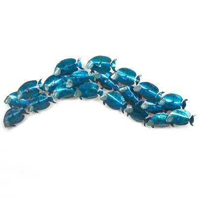 SCHOOL OF BLUE TANGS FISH LARGE (STAINLESS STEEL) METAL WALL SCULPTURE