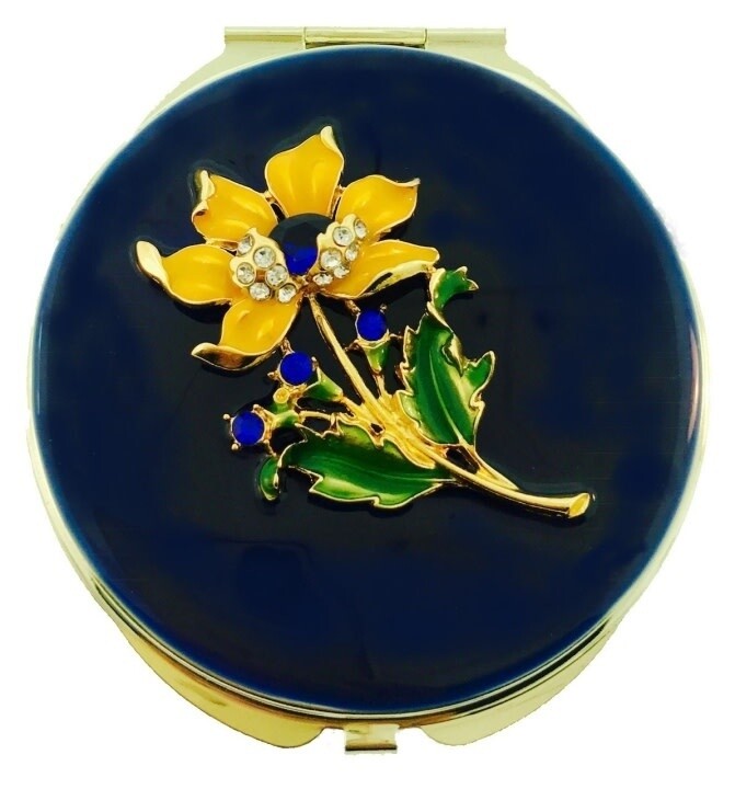COMPACT MIRROR YELLOW FLOWER