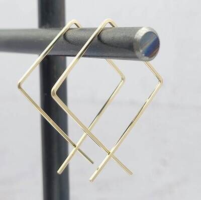 Handmade Square Gold Hoops