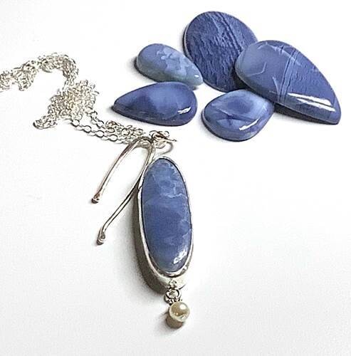 BLUE OPAL &amp; PEARL PENDANT