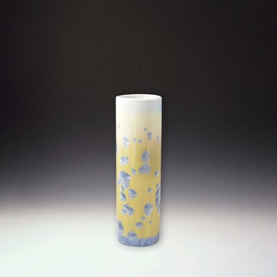 CRYSTALLINE GLAZED 10 IN CYLINDER VASE - SKY WHITE