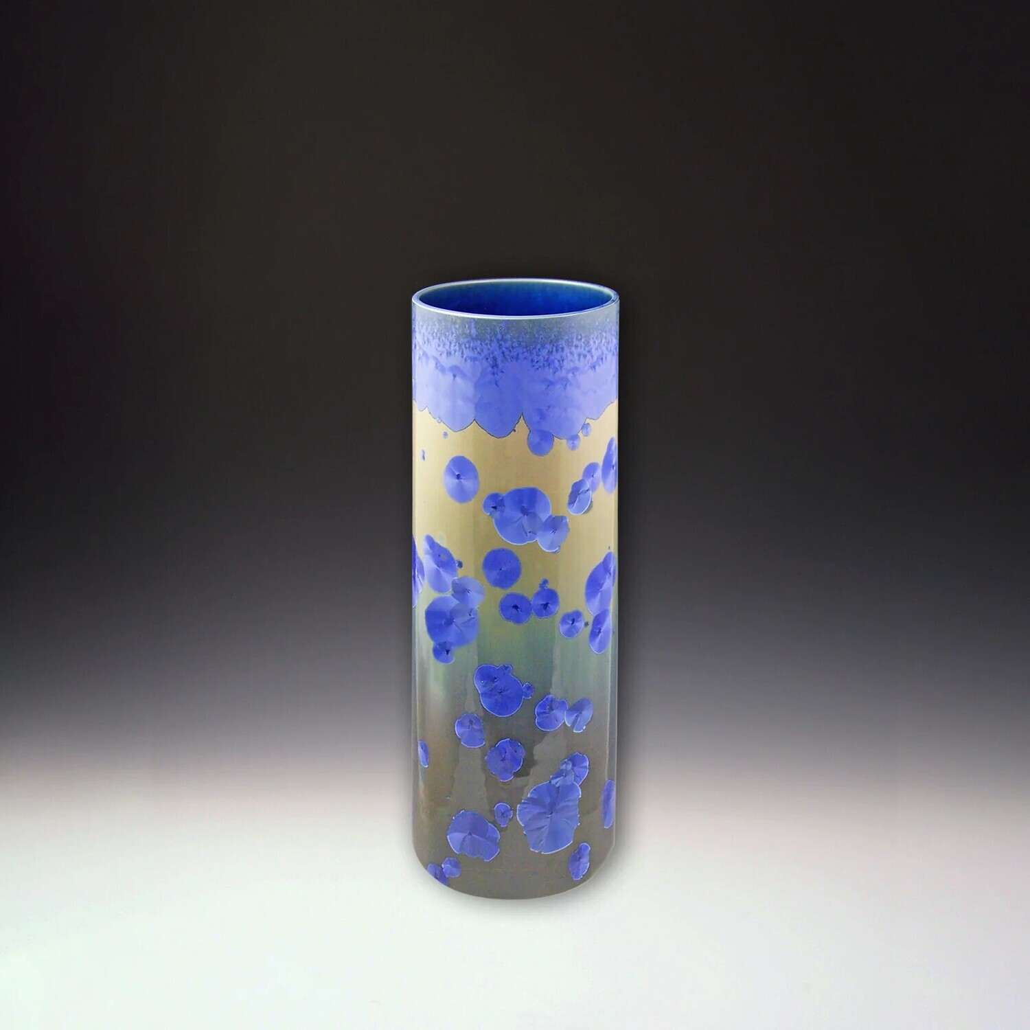CRYSTALLINE GLAZED 4 X 12 IN CYLINDER VASE - SKY BLUE