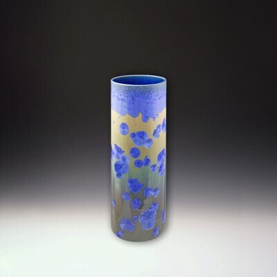 CRYSTALLINE GLAZED 4 X 12 IN CYLINDER VASE - SKY BLUE