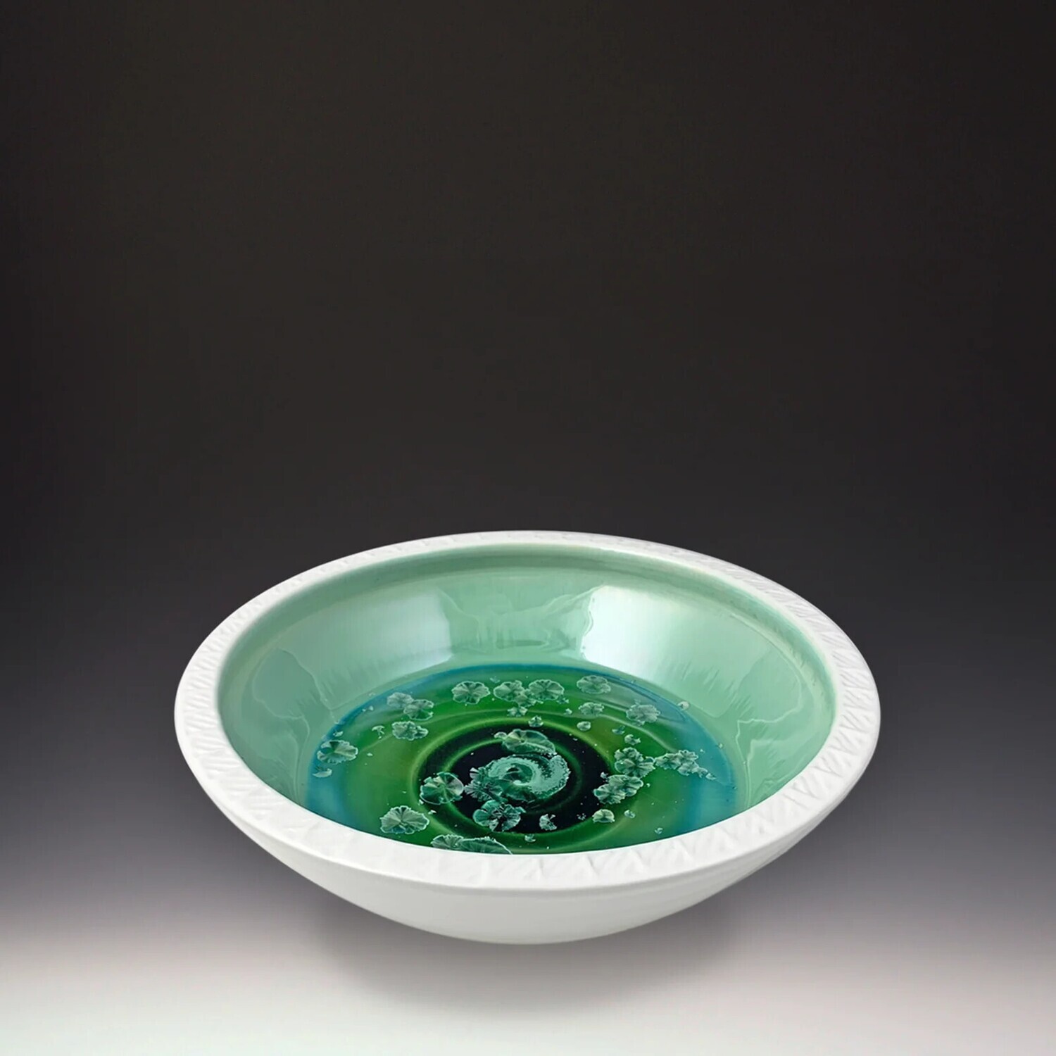 CRYSTALLINE GLAZED SMALL TEX PLATTER -PATINA WHITE