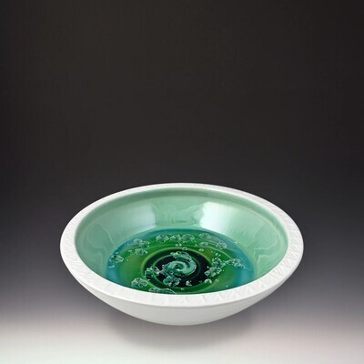 CRYSTALLINE GLAZED SMALL TEX PLATTER -PATINA WHITE