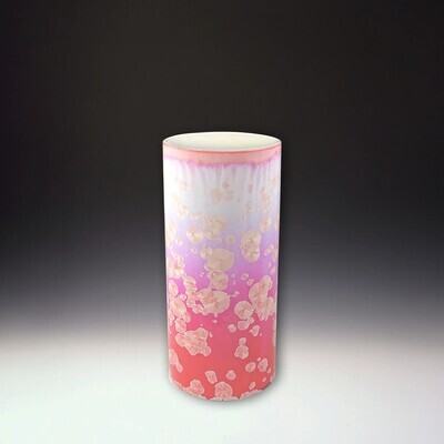 CRYSTALLINE GLAZED 6 X 12 IN CYLINDER VASE - ROSE WHITE