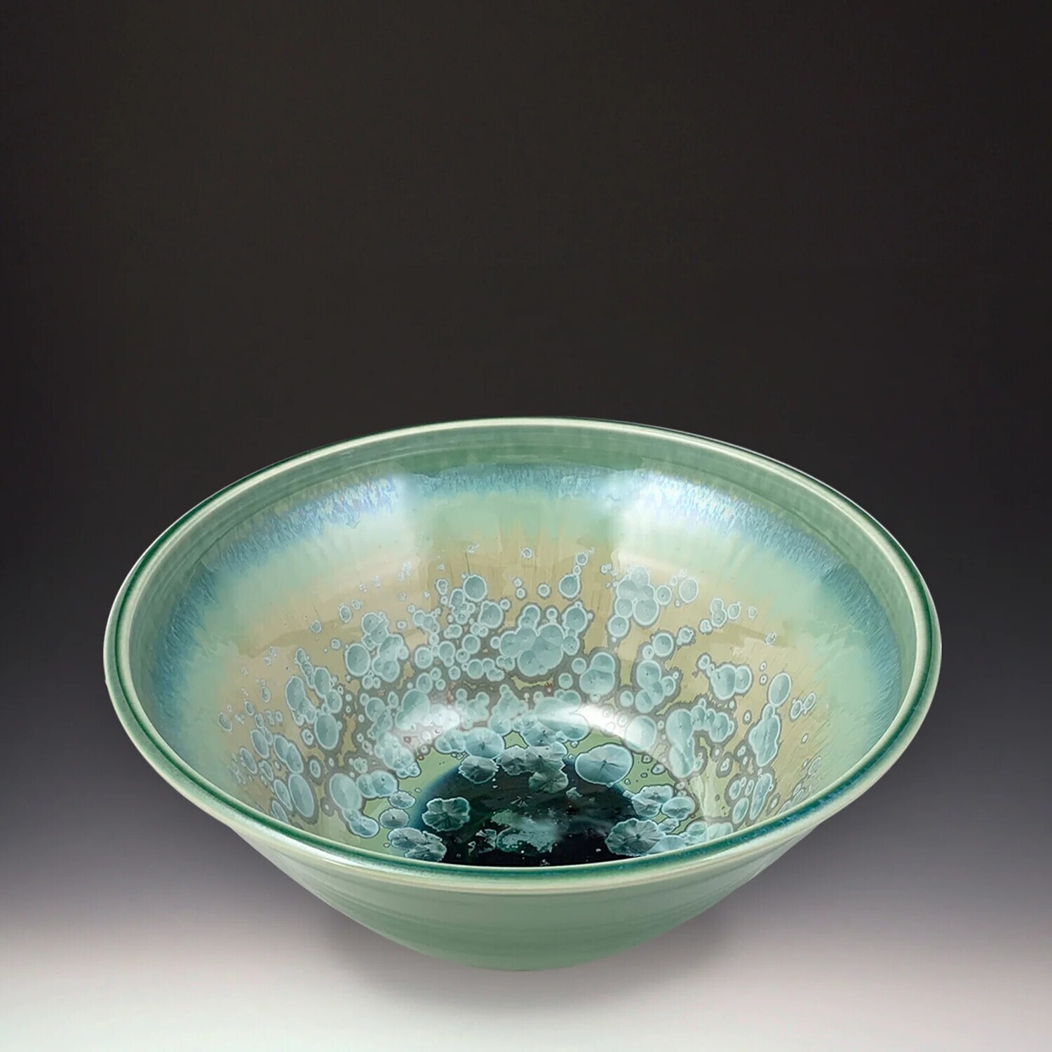 CRYSTALLINE GLAZED MEDIUM BOWL - PATINA GREEN