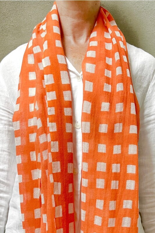 WOOL SCARF - BLOCKS ORANGE