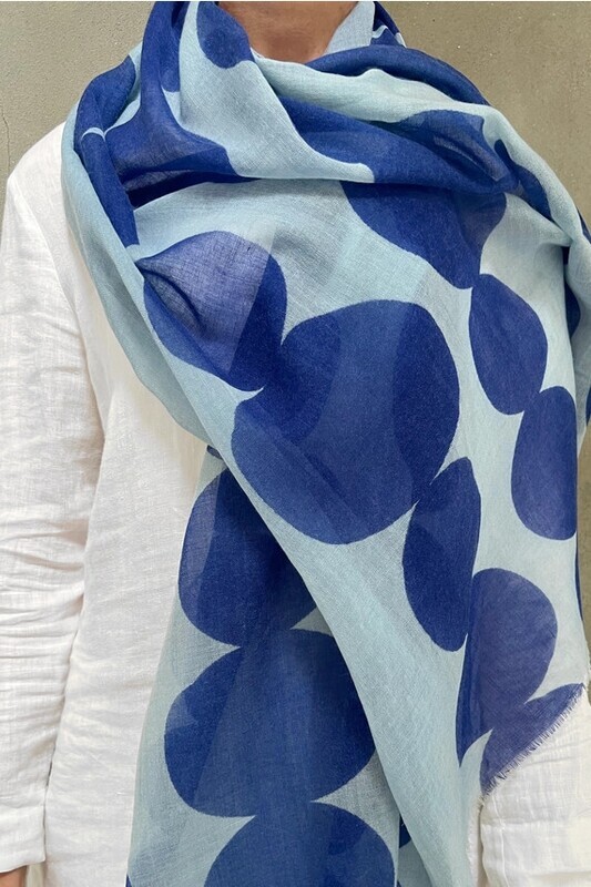 WOOL SCARF - SMALL TOTEM BLUE