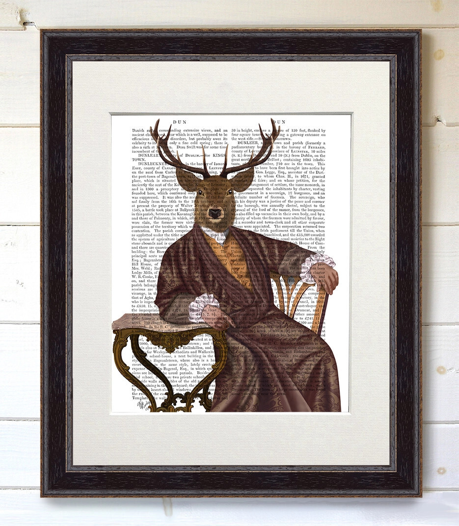 Illustrious Deer Portrait Book Print - Matted &amp; Framed 11x14&quot;