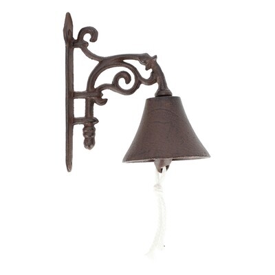 SCROLL DESIGN DOORBELL, CAST IRON, ANTIQUE BROWN
