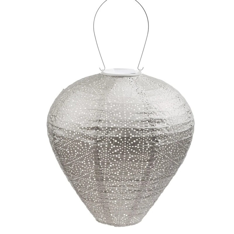 LUMIZ  Indoor / Outdoor  Balloon Sashiko Lantern, Light Taupe