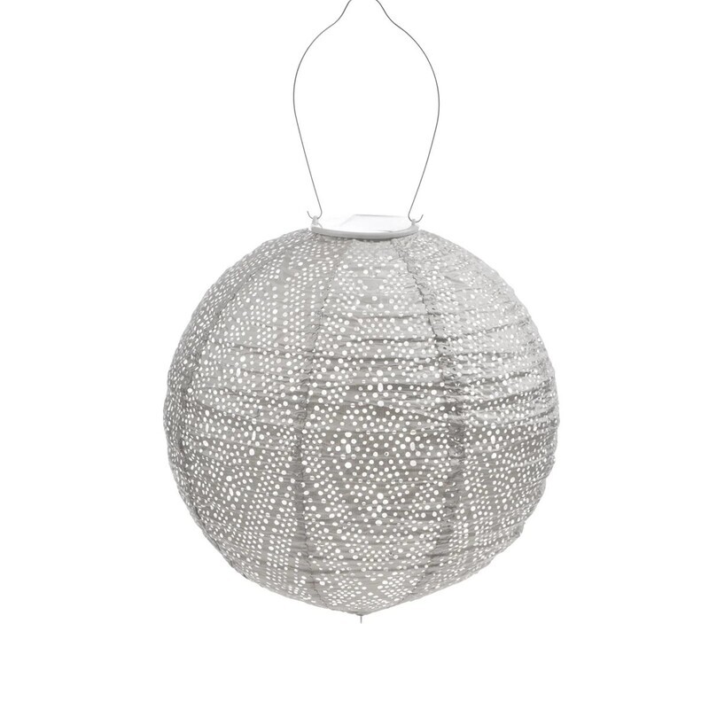 LUMIZ  Indoor / Outdoor Round Ikat Lantern, Light Taupe