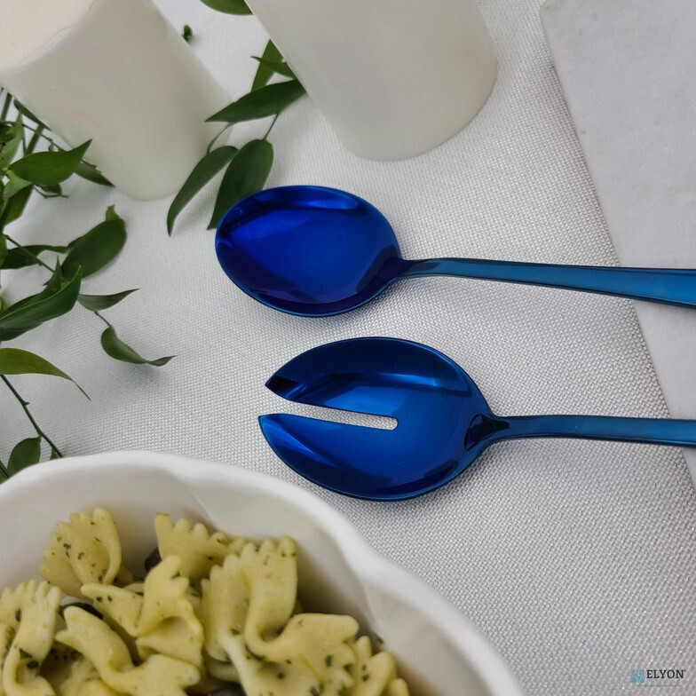 3 Piece Reflective Blue Serving Spoon Set Stainless Steel