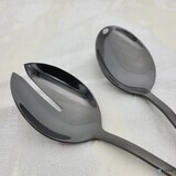 3 Piece Reflective Black Serving Spoon Set Stainless Steel