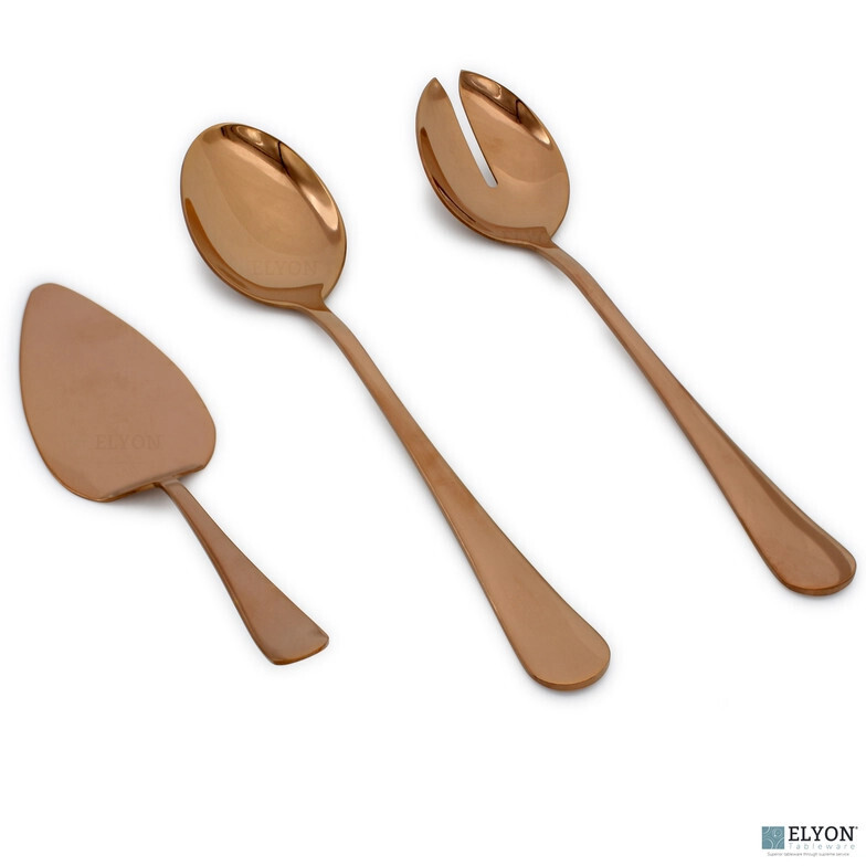 3 Piece Reflective Copper Serving Spoon Set Stainless Steel