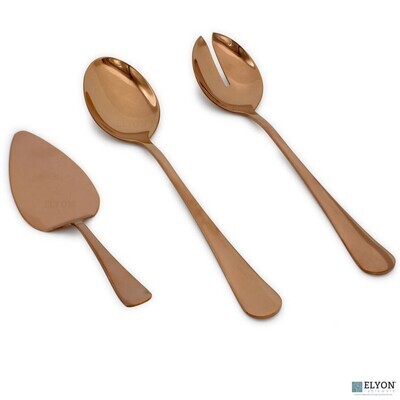 3 Piece Reflective Copper Serving Spoon Set Stainless Steel