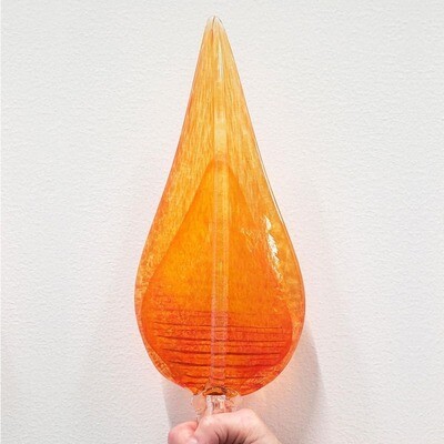 Hand Sculpted Luminous Glass Leaves - Single, Color: Orange Marigold