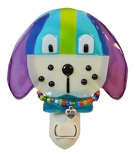 GLASS ART NIGHTLIGHT DOG