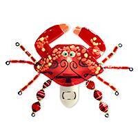 GLASS ART NIGHTLIGHT RED CRAB