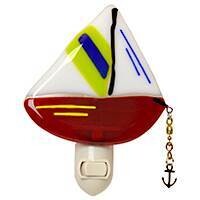 GLASS ART NIGHTLIGHT SAIL BOAT