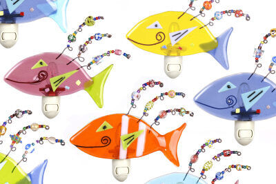 GLASS ART NIGHTLIGHT ORANGE FISH