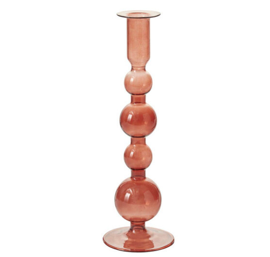 GLASS CANDLE HOLDER AMBER SMALL