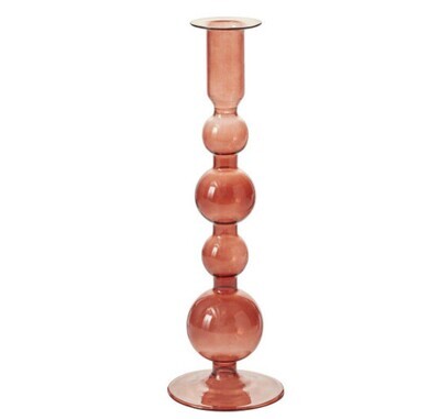 GLASS CANDLE HOLDER AMBER SMALL