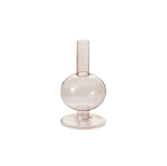 GLASS CANDLE HOLDER PINK SMALL