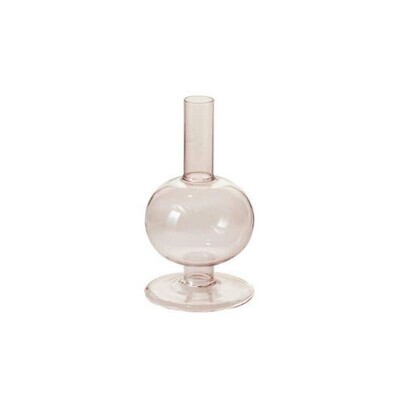 GLASS CANDLE HOLDER PINK SMALL