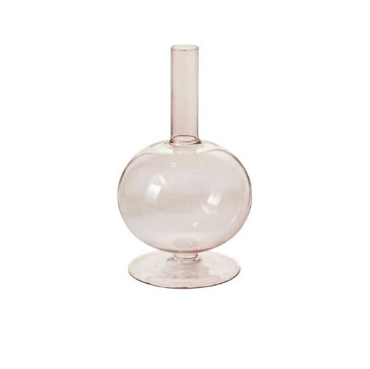 GLASS CANDLE HOLDER PINK TALL