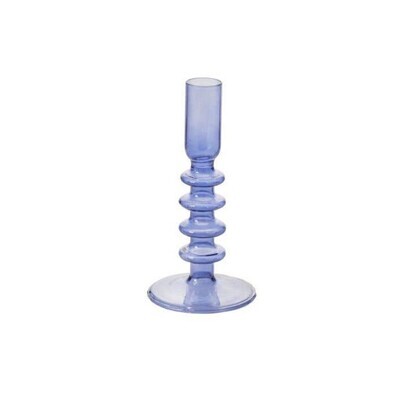 GLASS CANDLE HOLDER BLUE SMALL