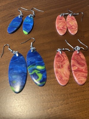 EARRING - BOWLERITE ORANGE/RED MEDIUM