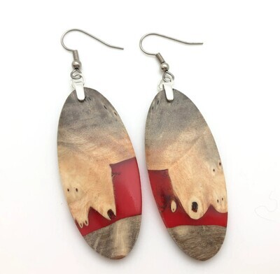 EARRING - BUCKEYE WITH RESIN RED MEDIUM