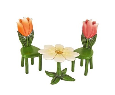 FAIRY GARDEN - MINI TULIP TABLE AND CHAIRS S/3