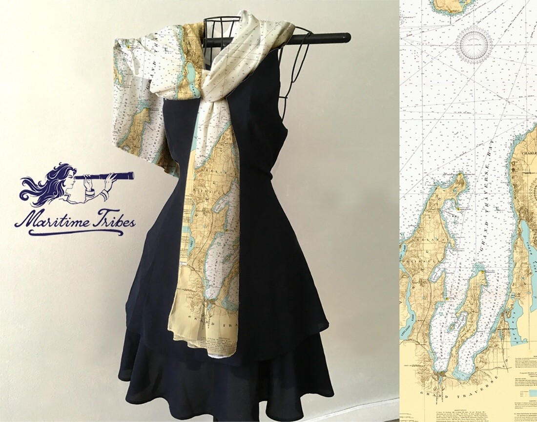 NAUTICAL CHART SCARF - GRAND TRAVERSE BAY