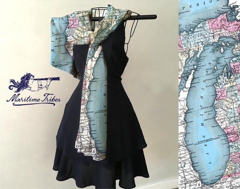 ANTIQUE STATE MAP SCARF