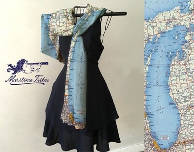 VINTAGE STATE MAP SCARF - MICHIGAN