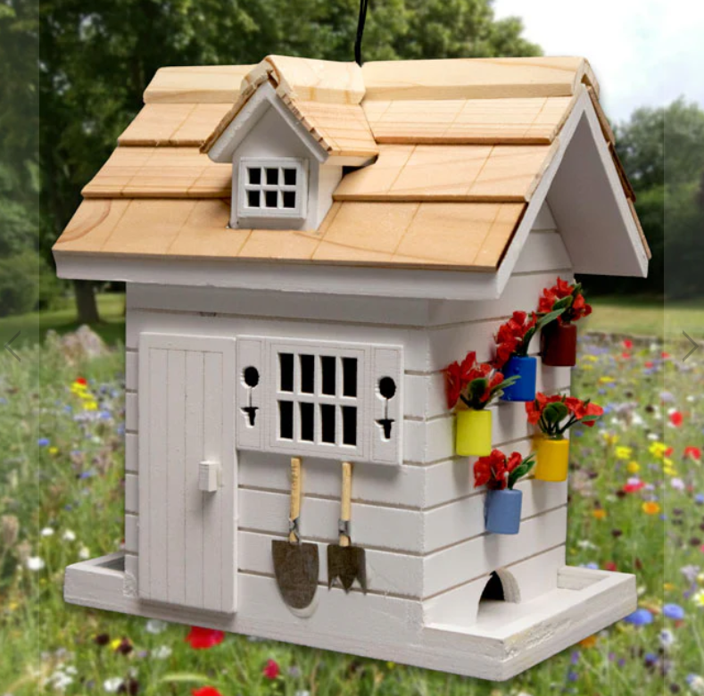 BIRD VILLAGE POTTING SHED BIRD FEEDER - WHITE