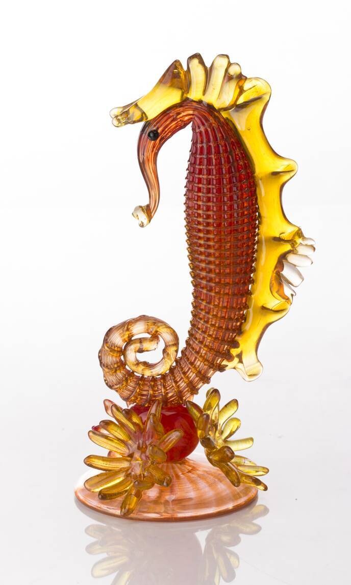 STANDING SEAHORSE - ORANGE RED GOLD