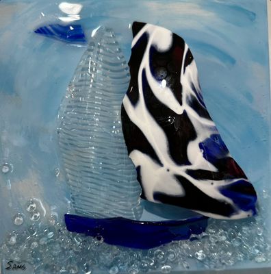 4611 SHATTERED GLASS SAILBOAT WALL ART 8X8 - &quot;BREATHLESS&quot;