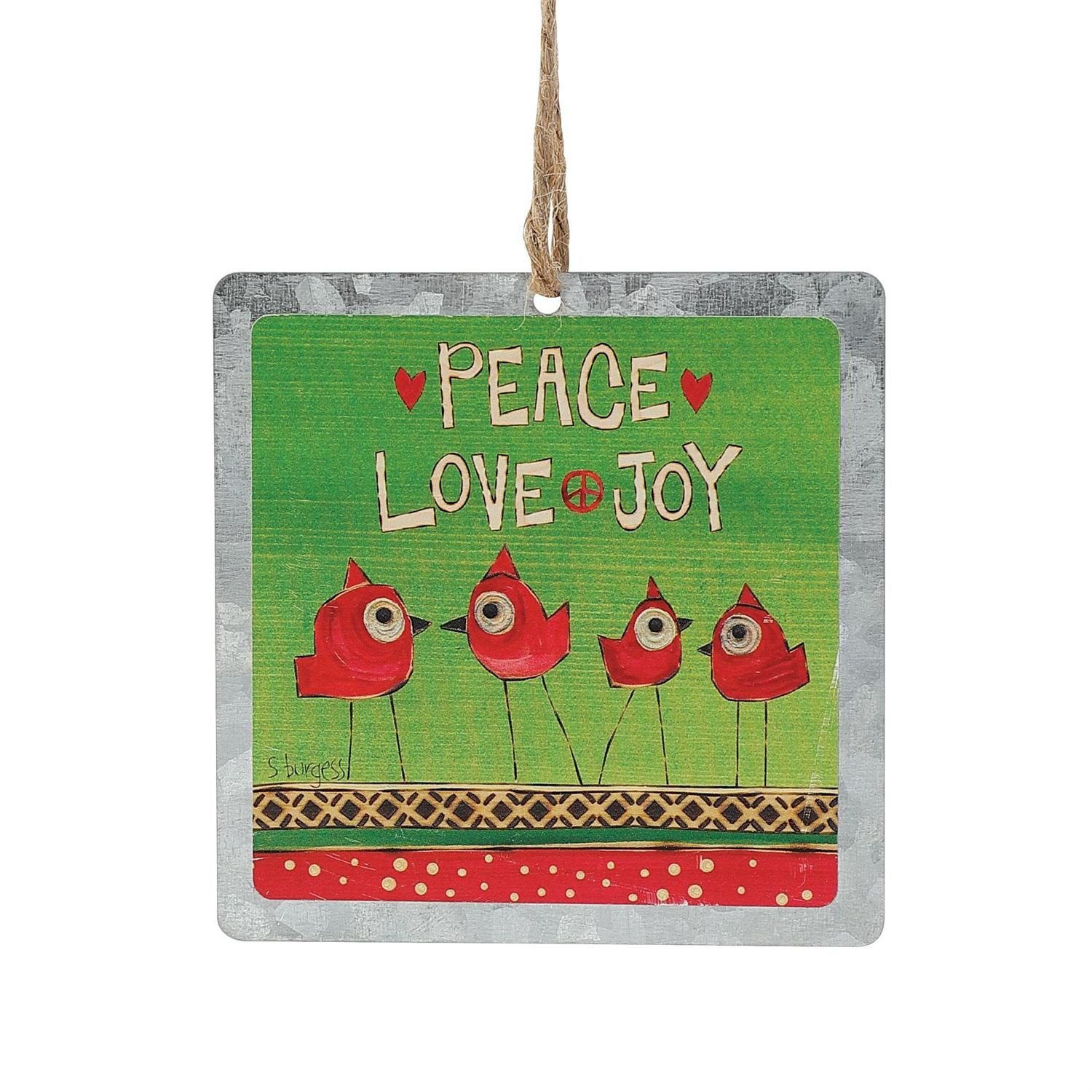 Red Birds Tin Ornament - Painted Peace Collection