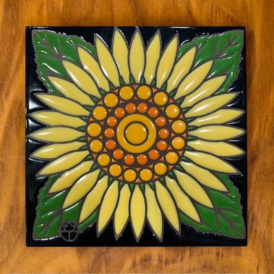 6X6 HAND GLAZED ART TILE - SUNFLOWER