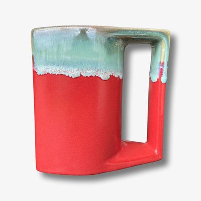 RED / SEAFOAM GLAZED ARTISAN MUG (MERAH GLOSSY MELT)